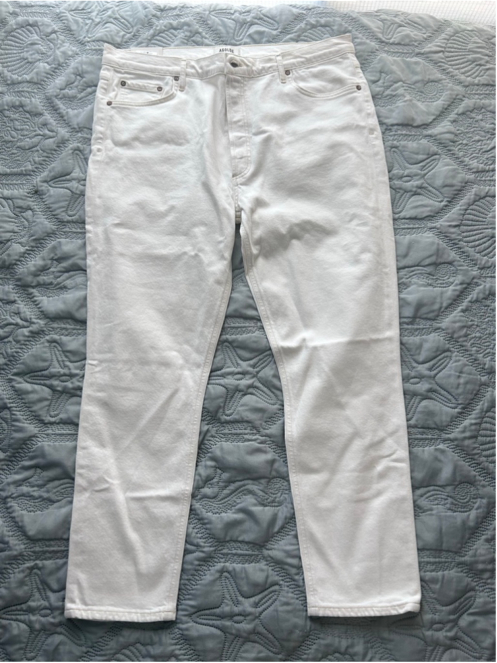 AGOLDE Nico High Rise Slim Crop Jeans White Button Fly Size 34 NWT - Picture 2 of 10